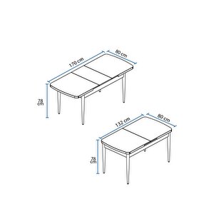 Leona Siyah Mermer Desen 80x132 Mdf Açılabilir Mutfak Masası Takımı 4 Sandalye, 1 Bench