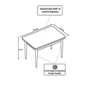 Duru Meşe Desen 70x110 Mdf Sabit Mutfak Masası Takımı 2 Adet Sandalye