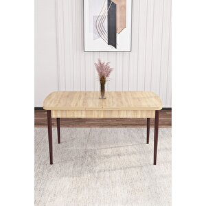 Armin Meşe Desen 80x132 Mdf Açılabilir Mutfak Masası Takımı 4 Sandalye, 1 Bench