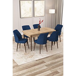 Zeta Meşe Desen 80x132 Mdf Açılabilir Mutfak Masası Takımı 6 Adet Sandalye