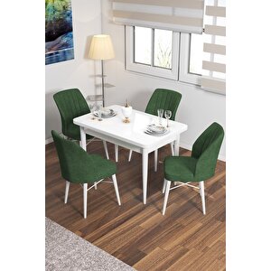 Lera Beyaz 70x110 Mdf Sabit Yemek Masası Takımı 4 Adet Sandalye