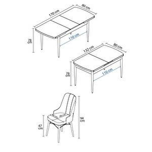 Alaska Beyaz 80x132 Açılabilir Mutfak Masası Takımı 4 Adet Sandalye