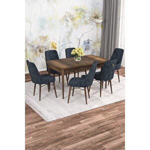 Mona Barok Desen 80x132 Açılabilir Mdf Yemek Masası Takımı 6 Adet Sandalye