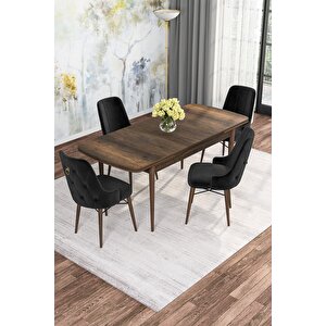 Mona Barok Desen 80x132 Açılabilir Mdf Mutfak Masası Takımı 4 Adet Sandalye