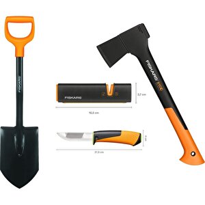 Solid Kürek + S-x10 Balta + Ağır İş Bıçağı + Balta Ve Bıçak Bileyici Seti