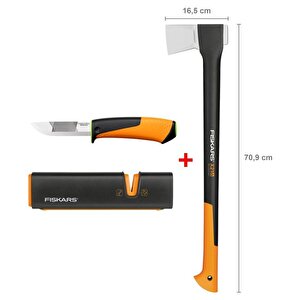 Yarma Baltası L-x21 + Bileyicili Ağır İş Bıçağı + Balta Ve Bıçak Bileyici