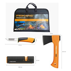 Fireplace Set Parçalama Baltası Xxs-x5 + Bileyicili Ağır İş Bıçağı + Balta Ve Bıçak Bileyici