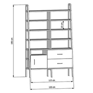 Poyraz, Masif Ahşap Kitaplık Ve Raf Ünitesi, 190x120, Tik Renk, Cpt4756-190