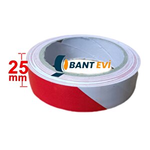 Yer İşaretleme Bandı 25mmx30metre Kırmızı Beyaz Zemin İşaretleme Bandı Kırmızı-beyaz
