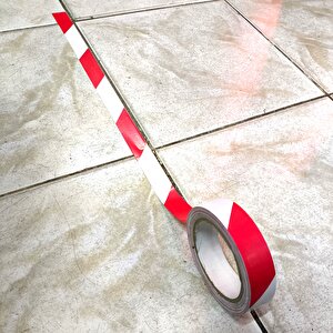 Yer İşaretleme Bandı 25mmx30metre Kırmızı Beyaz Zemin İşaretleme Bandı Kırmızı-beyaz