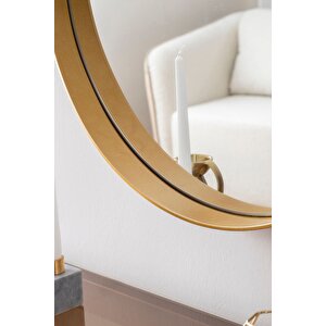 Ahu 60 Cm Yuvarlak Dekoratif Gold Ayna