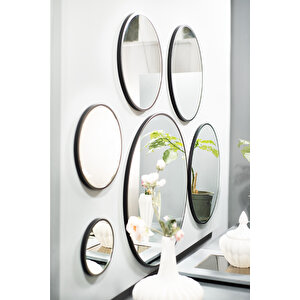 Dekoratif Antre Hol Koridor Duvar Salon Mutfak Banyo Ofis Aynası  Art 40 Cm Yuvarlak Siyah Ayna
