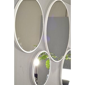 Dekoratif Antre Hol Koridor Duvar Salon Mutfak Banyo Ofis Art 60 Cm Yuvarlak Beyaz Ayna