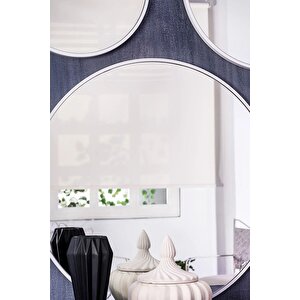 Dekoratif Antre Hol Koridor Duvar Salon Mutfak Ofis Aynası Art 70 Cm Yuvarlak  Beyaz Ayna