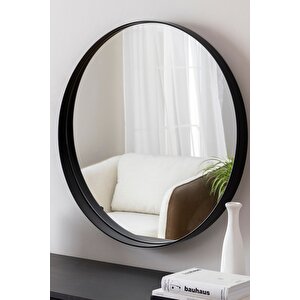 Ahu 70 Cm Yuvarlak Dekoratif Siyah Ayna