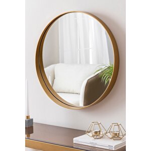 Dekoratif Antre Koridor Duvar Salon Mutfak Banyo Ofis Ahu 50-60-70 Cm 3'lü Gold Ayna Seti