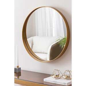 Dekoratif Antre Koridor Duvar Salon Mutfak Banyo Ofis Ahu 50-60-70 Cm 3'lü Gold Ayna Seti