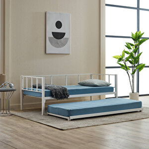 Titan Yavrulu Daybed, Yavrulu Karyola + Yatak Seti 80x190-90x190 Beyaz