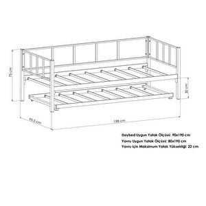 Titan Yavrulu Daybed, Yavrulu Karyola + Yatak Seti 80x190-90x190