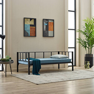 Titan Tek Kişilik Metal Karyola, Daybed, Divan, Sedir 90x190 Siyah
