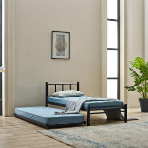 Titan Yavrulu Metal Karyola+yatak Seti 80x190-90x190 Siyah