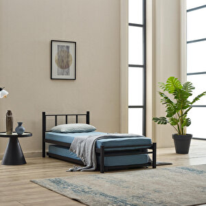 Titan Yavrulu Metal Karyola+yatak Seti 80x190-90x190 Siyah