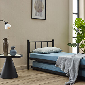 Titan Yavrulu Metal Karyola+yatak Seti 80x190-90x190 Siyah