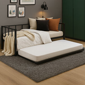 Titan Yavrulu Daybed, Yavrulu Karyola + Yatak Seti 80x190-90x190 Siyah