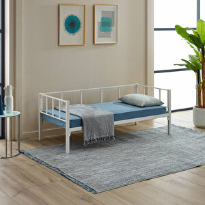 Titan Tek Kişilik Metal Karyola, Daybed, Divan, Sedir 90x190 Beyaz