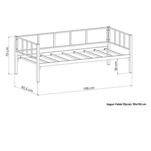 Titan Tek Kişilik Metal Karyola, Daybed, Divan, Sedir 90x190