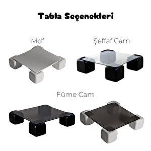 Zar Modern Orta Sehpa & Küre Sehpa & Top Sehpa & Cam Sehpa Ceviz 48 mm Beyaz