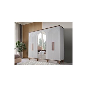 Ücretsiz Montaj-%100 Mdf-aytaşı-bohem Midya 6 Kapaklı Aynalı Gardırop