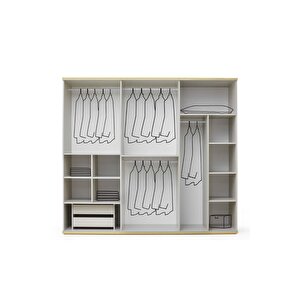Beli̇ze Gardirop-mdf-kum Beji̇-260x60x230cm-6 Kapak-aynali Kapak-ücretsi̇z Nakli̇ye Ve Montaj