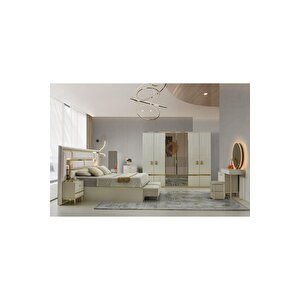 Beli̇ze Gardirop-mdf-kum Beji̇-260x60x230cm-6 Kapak-aynali Kapak-ücretsi̇z Nakli̇ye Ve Montaj