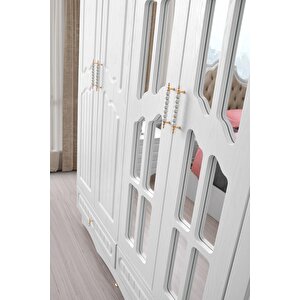 Riga Gardırop-mdf-beyaz-240x60x220cm-6 Kapak-aynalı Kapak-ücretsiz Nakliye Ve Montaj