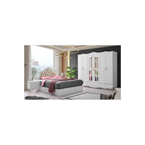 Riga Gardırop-mdf-beyaz-240x60x220cm-6 Kapak-aynalı Kapak-ücretsiz Nakliye Ve Montaj