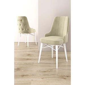 Mona Serisi, Beyaz 80x132 Açılabilir Mdf Yemek Masası Takımı 6 Adet Sandalye