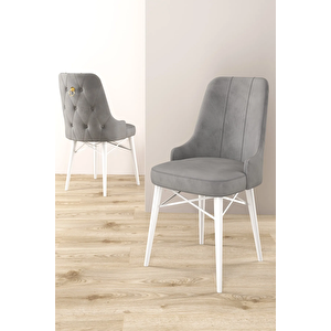 Mona Serisi, Beyaz 80x132 Açılabilir Mdf Yemek Masası Takımı 6 Adet Sandalye