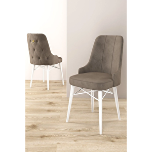 Mona Serisi, Beyaz 80x132 Açılabilir Mdf Yemek Masası Takımı 6 Adet Sandalye