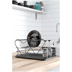 Tekno Tel Kb-011 İki Katlı Tezgah Üstü Bulaşıklık Tabaklık Siyah