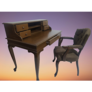 Çalışma Masa Klasik-berjer 18205 St Ceviz Babyface Kumaş Aslan Ayak Eskitme Kulp
