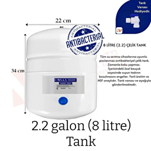 Su Arıtma Tankı 8lt Tüm Cihazlara Uyumlu, Nsf Onaylı, Paslanmaz Çelik Tank, Antibakteriyel