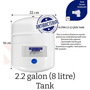 Su Arıtma Tankı 8lt Tüm Cihazlara Uyumlu, Nsf Onaylı, Paslanmaz Çelik Tank, Antibakteriyel