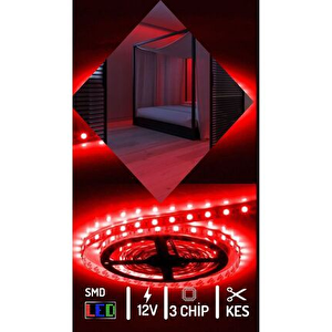 Helios 7-9w İç Mekan Üç Çip Şerit Led / 4040  - Kırmızı Işık  - 10 Metre