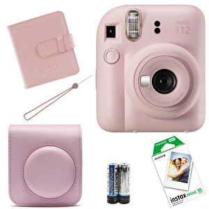 İnstax Mini 12 Fotoğraf Makinesi+askı+pil+çanta+10’lu Film+albüm (pembe)