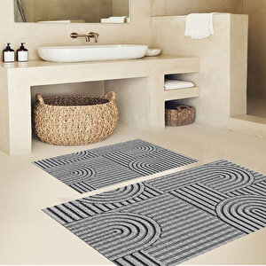 İskandinav Banyo Paspası, Dijital Baskı, Kaymaz Taban, Banyo Paspası, Bohem, Estetik, 2'li Klozet Takımı