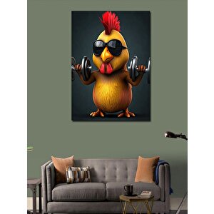 Kanvas Tablo Ağırlık Kaldıran Tavuk 70x100 cm