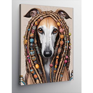 Kanvas Tablo Örgülü Tazı Köpeği 70x100 cm