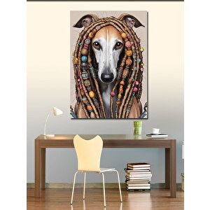 Kanvas Tablo Örgülü Tazı Köpeği 70x100 cm