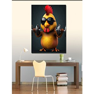 Kanvas Tablo Ağırlık Kaldıran Tavuk 100x140 cm